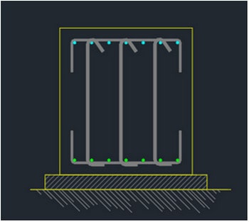 میلگردگذاری فونداسیون؛ نحوه محاسبه میلگرد فونداسیون در نرم افزار 48 Using dragonfly as shear reinforcement in strip footings