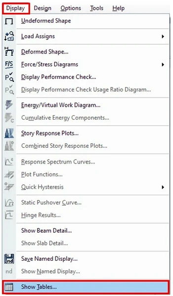 مسیر انتخاب Show Tables