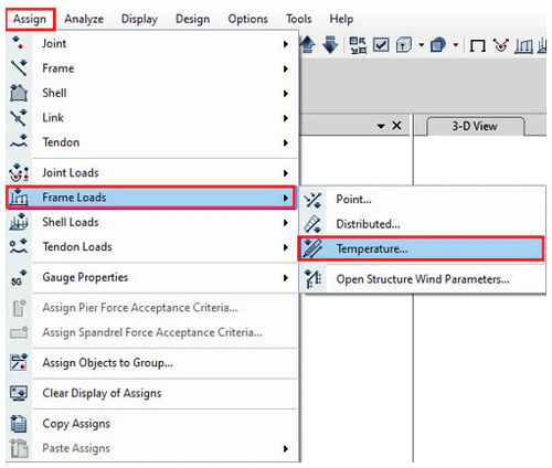 مسیر اختصاص بار حرارتی Frame Loads