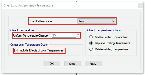 اختصاص دادن بار حرارتی Shell Loads