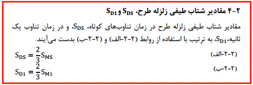 مقادیر شتاب طیفی زلزله طرح